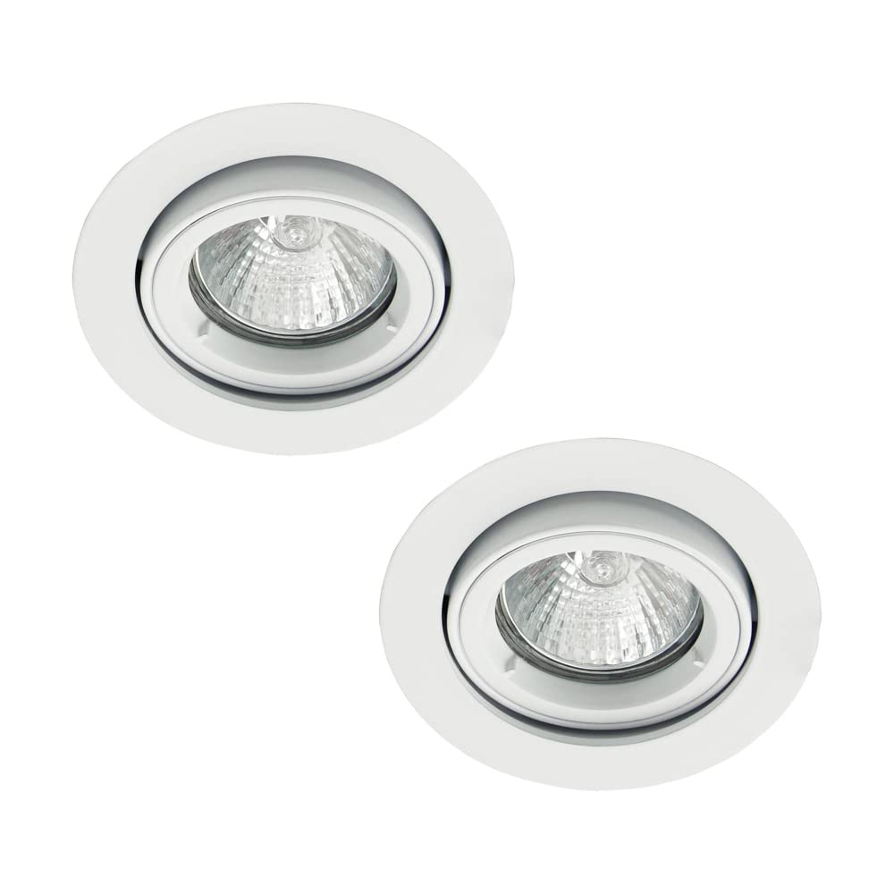LITECRAFT Recessed Downlights Fire Rated Tiltable Spotlights - (White, Pack of 2)