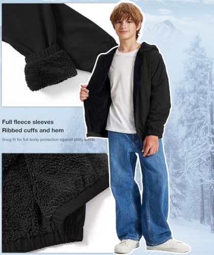 Image of ZITY Boys Fleece Jacket Sherpa Lined Zip Up Hoodie