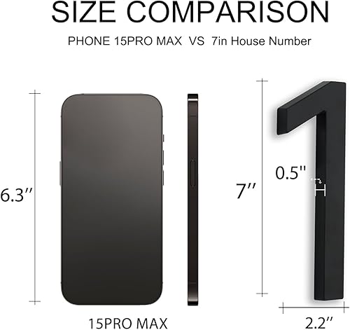 Miniatura 3 de Números de casa negra de 7 pulgadas, números de dirección modernos para casas, calle negra, números de casa grandes para números exteriores para