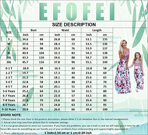 EFOFEI Mom and Me Dresses Matching Summer Floral Dress Round Neck Sleeveless Family Dress3