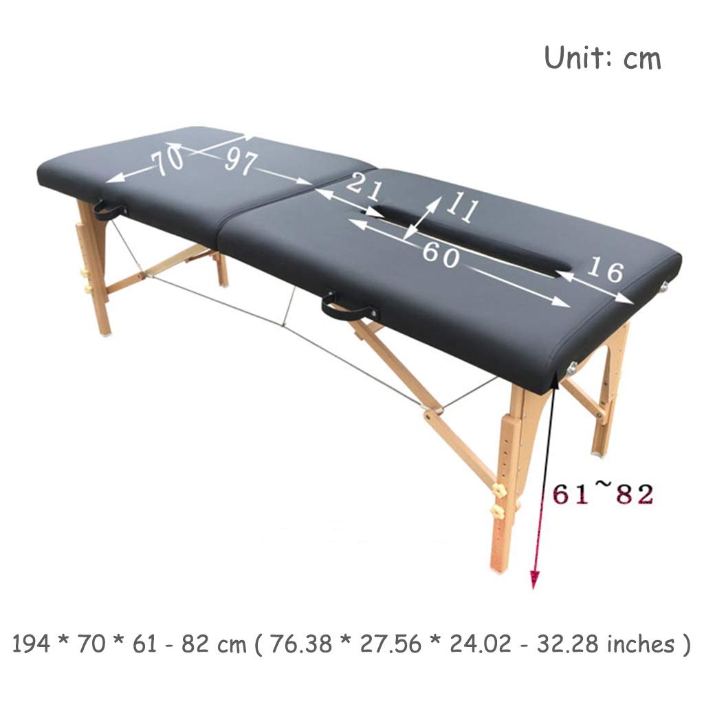 CUNTO Mesas de SPA Mesa de Masaje portátil Plegable de 2 Secciones portátil SPA salón de Belleza sofá Cama de Masaje, para SPA en casa