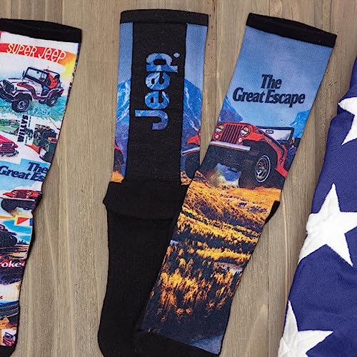 Jeep Men's Vintage Ads Crew Socks-1 Pair Pack-Lightweight Cushioned Comfort3