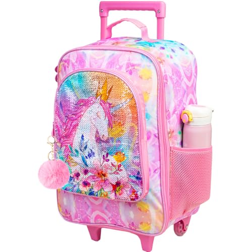 Kids Luggage for Girls, Cute Unicorn Rolling Wheels Suitcase for Toddler Children
