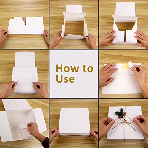 Hlwdflz White Gift Boxes 12 Pack 8X8X4 Inches Paper Box thumb #5