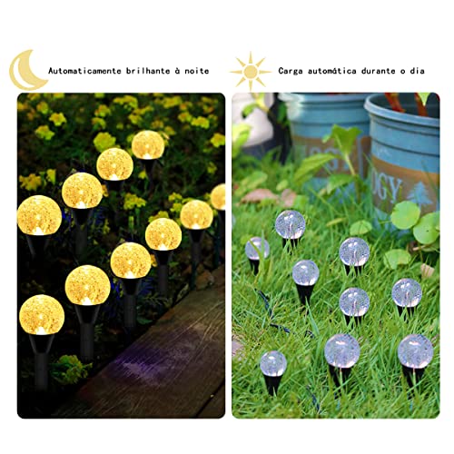 Luz de jardim solar ao ar livre, luz de bolha solar para decoração de jardim, luz de caminho decorat