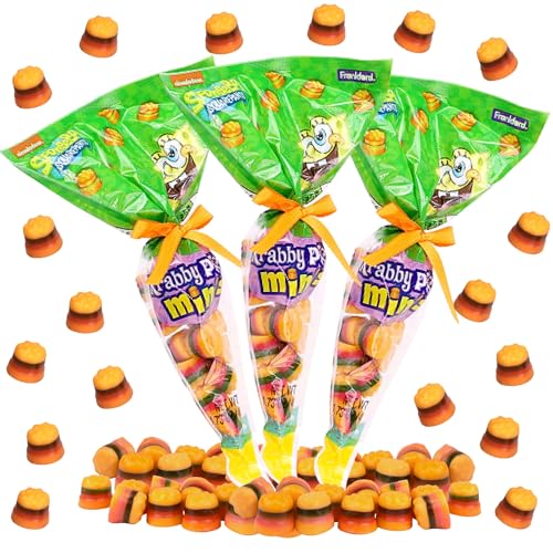SpongeBob Krabby Patty Candies, Mini Sandwich Gummies, Gift Basket Stuffers and Party Favors, Pack of 3 (1.73 oz Each)