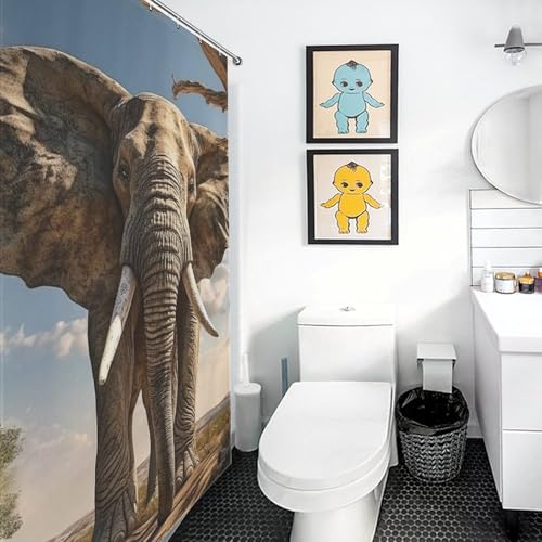 Rideau de douche anti éclaboussure ElephFourmi lavable en polyester - 3