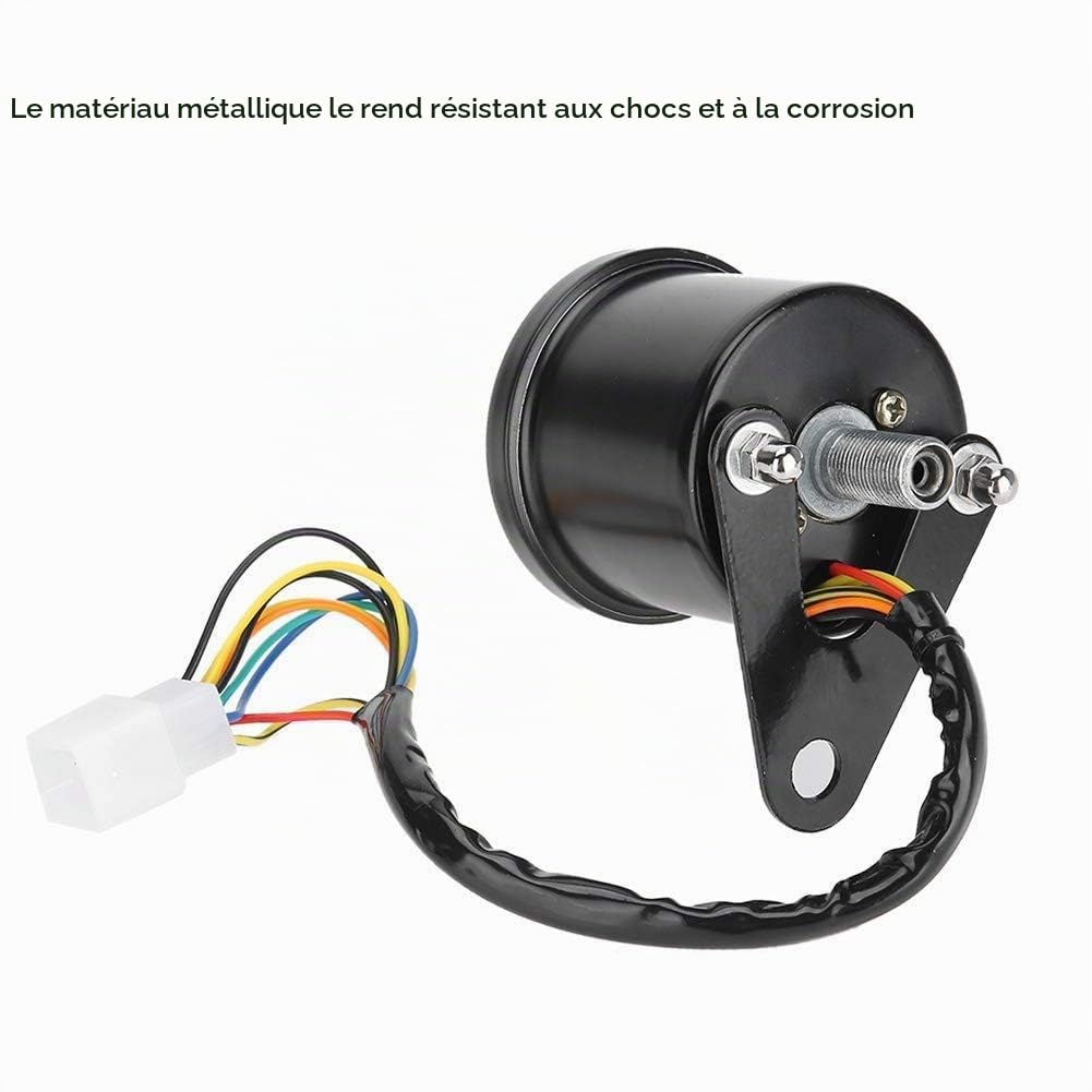 Odomètre de Moto Universel, Double Tachymètre et Compteur de Vitesse, Rétroéclairage LED Bleu 12V, Métal Noir, pour Cafe Racer et Motos Rétro