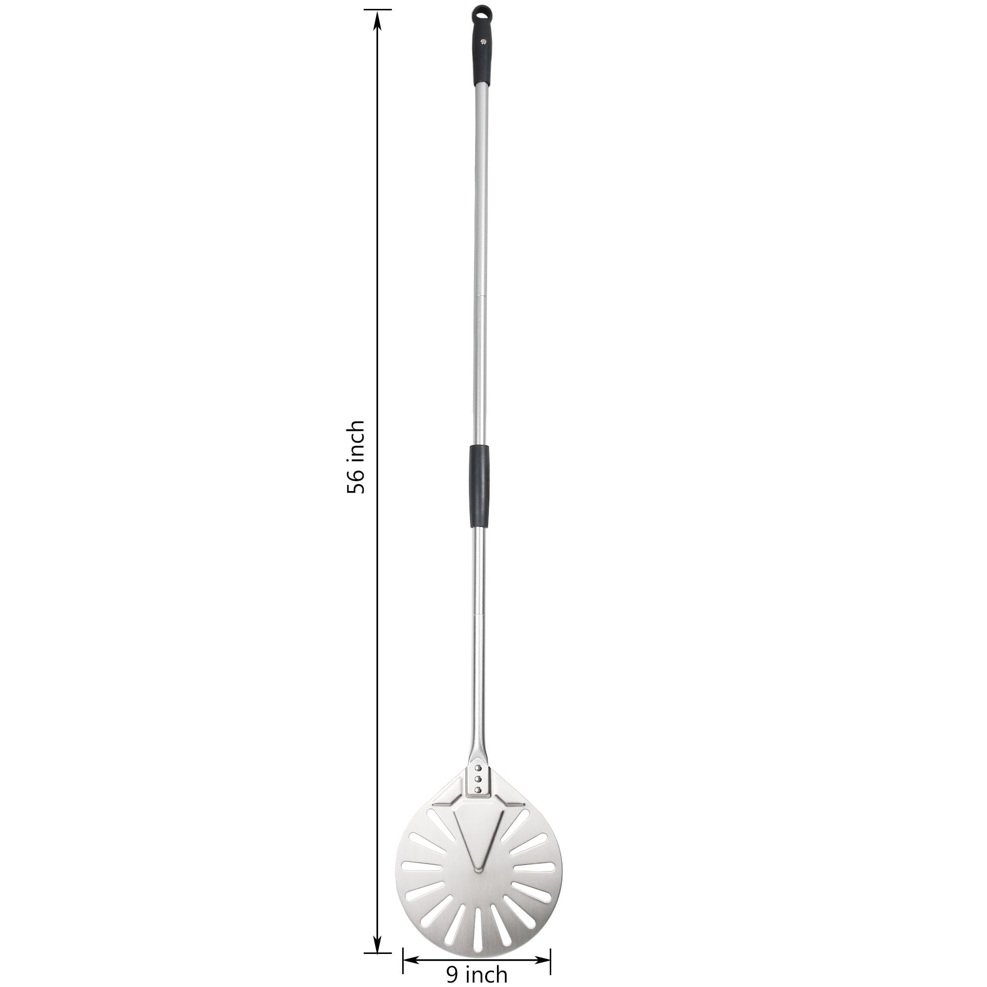 Łopatka do pizzy ze stali nierdzewnej 142 cm z długim uchwytem, odpinana, perforowana łopatka do pizzy do obracania i serwowania pizzy, idealna łopatka do pizzy do użytku domowego i profesjonalnego