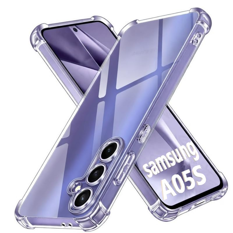 Image of Lustree Back Cover Transparent Case Compatible with Samsung Galaxy A05s | Clear + TPU Case with 4 Corner Air Cushion Protection & Camera Protection | Slim& Stylus Cover