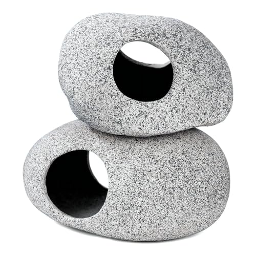 Charmoon 水槽 オブジェ 石 岩 洞窟 隠れ家 シェルター 置物 アクアリウム オーナメント 2個 セット