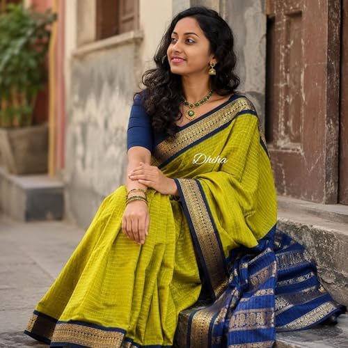 Image of Gadwal Cotton Silk Checked Saree for Women | Pure Kalyani Cotton Checked Saree with Zari Border Tassels & Blouse | Kanjivaram Linen Silk | Handloom Weave