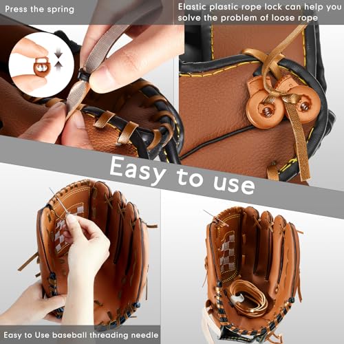 Gant de baseball cassé solution avec aiguilles de laçage et lacets marrons - 7