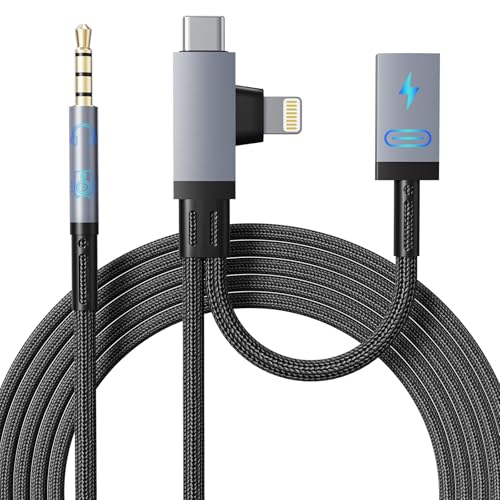 Ardaddyn 2-in-1 Lightning+USB-C Aux Cable