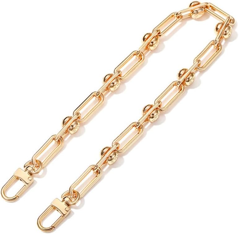 Gold Paperclip Link Chain Handle Strap Replacement for Handbag Purse, Short Shoulder Carry Strap, Retro Chic Accessory DIY