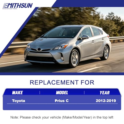 Image of EMITHSUN Replacement for 2012-2019 Toyota Prius C Windshield Wiper Blades | 28 inch+14 inch+8 inch,OEM Quality,Front & Rear Wipers,Stable & Quiet Performance,All-Seasons Rubber Wiper Blades,Streak-Free Wiping