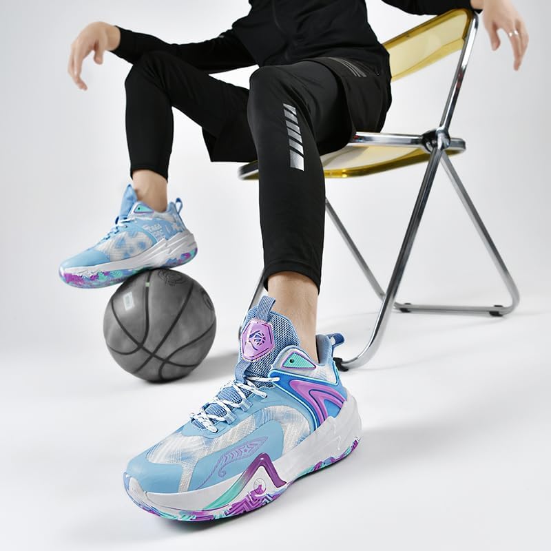 Women Basketball Shoes Lace Up Fashion Sports Sneaker High-Top Casual Breathable Sports Volleyball Shoes Blue - Image 5