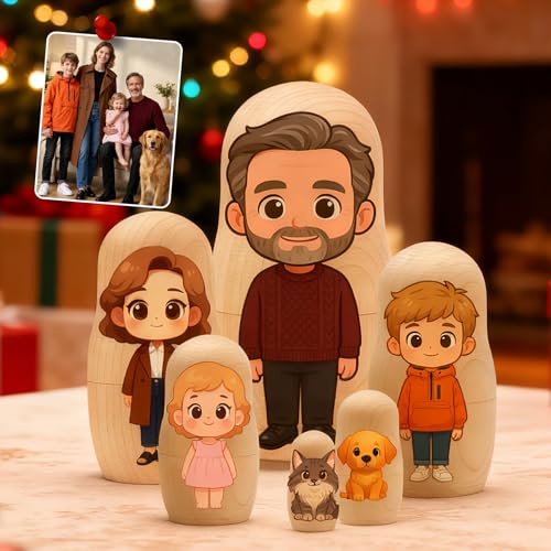 Funmii Personalisierte Geschenke für Mama Lustige Familien Geschenke Matroschka mit Eigenem Bild Foto Fotogeschenke Geburtstagsgeschenk Kinder Mama Geburtstag Oma Opa