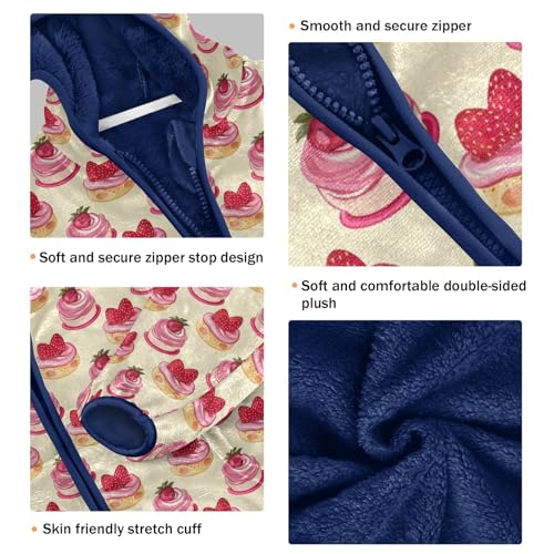 Strawberry Cake Boys Fleece Coat,Children's Zip-Up Hoodie Jacket,Baby Warm Fashion Outerwear 3-10T,A1133583