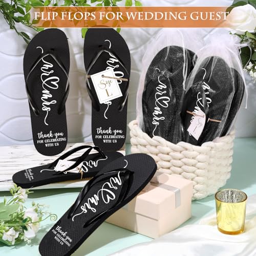 Image of Cuffbow Bulk Flip Flops for Wedding Guest Bride Sandals Spa Slippers with Size Card Organza Bag for Pool Beach Party