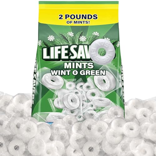 Wint O Green Hard Candy, 2lb Pack of Mints Bulk, Perfect for Sharing, Gifting, Weddings and Special Events, Classic Wintergreen Individually Wrapped with a Cool, Refreshing Taste