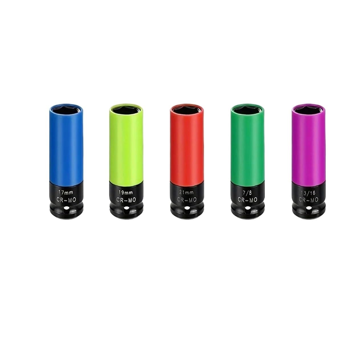 Zestaw nasadek udarowych o cienkich ściankach z napędem 1/2 cala, 6-punktowe, metryczne nasadki zabezpieczające Zestaw przedłużek(5pcs)