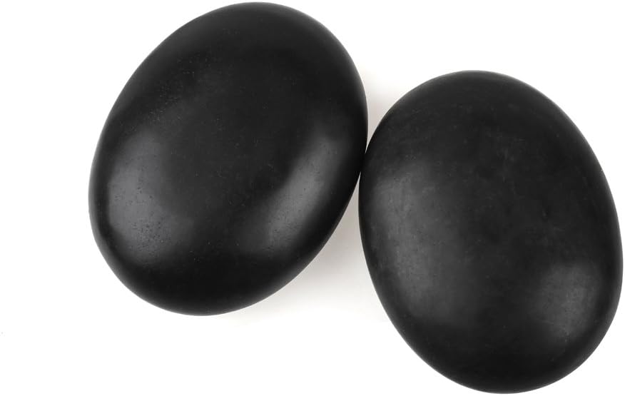 2Pcs Professional Hot Massage Stones Set Natural Lava Heated Stones Basalt Warmer Rock for Spa, Massage Therapy 2.76 x3.54 in(7x9cm)