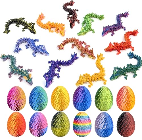 12 Pcs 3D Printed Dragon Eggs with Dragons - Fantasy Decor