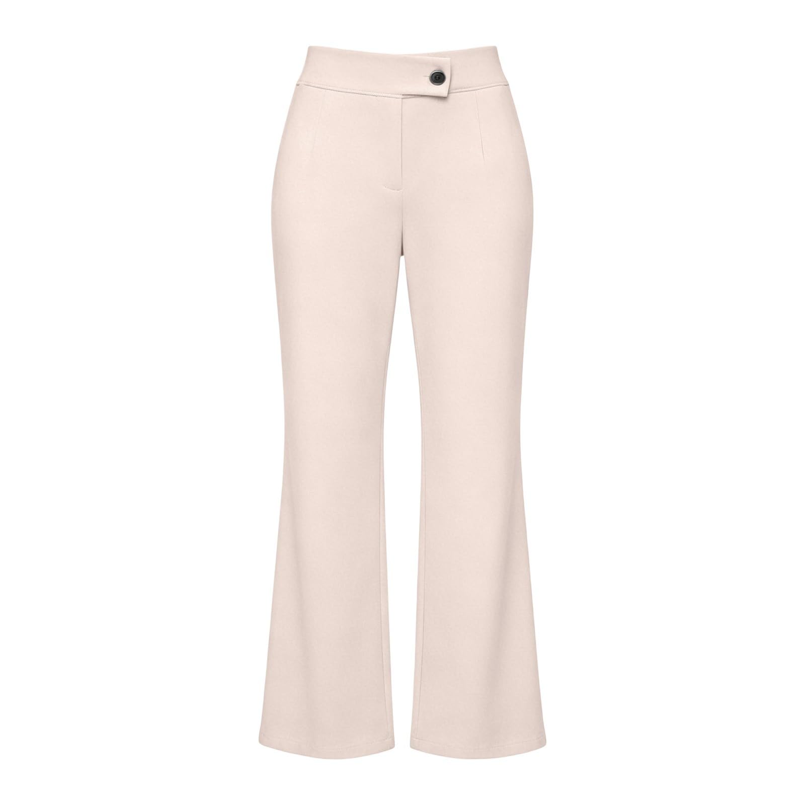 Generisch Pantaloni da donna a vita alta, bianchi, estivi, traspiranti, in tessuto, casual, classici, da lavoro, eleganti, leggeri, palazzo, per il tempo libero, elasticizzati, gamba dritta