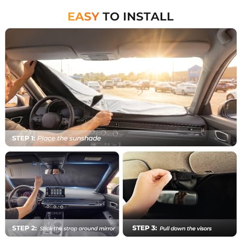 Image of [2026 Upgraded] DooGooCoo Windshield Sun Shade for Honda Accord 2023-2025 2026 [Cooling Ice-Crystal, 100% Sun Block ] Sunshade for Car Windshield for Honda Accord Sun Shade, Custom Fit for Accord.