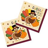 Thanksgiving decorations, Disposable Paper Napkins for Autumn Party Decorations and Thanksgiving Party Decorations, 50 Pack, Turkey Design