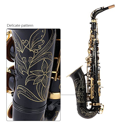 Btuty Eb Altsaxophon Messing vergoldet E-Flat Sax 82Z Schlüsseltyp Holzblasinstrument mit Reinigungsborste Tuch Handschuh Polstercase
