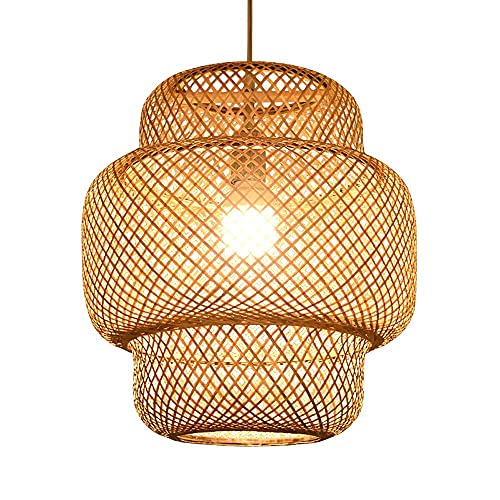 Chandelier bambou haut de gamme, lustre en rotin fait main pour salon