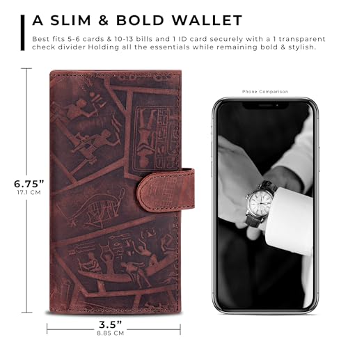 Image of Oak Leathers Checkbook Cover Slim Minimalist For Men with RFID Blocking Credit Card Holder Wallet (Egyptian Brown)