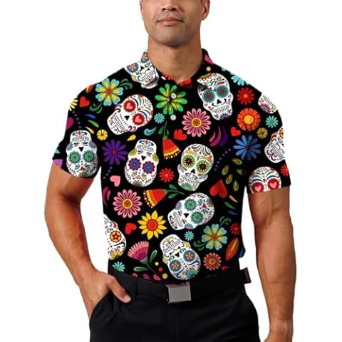 Maylian Quick-Dry 3D Printed Mens Golf Shirt Moisture Wicking Performance Polo Shirts for Men (Large,2) Cover