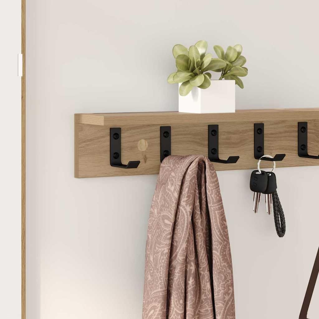 Wandgarderobe Artisan-Eiche 100 x 10,5 x 10,5 cm, Wand-Kleiderständer mit Haken und Ablage aus Holzwerkstoff, Moderne Garderobenleiste für Flur und Diele, Platzsparende Wandmontage
