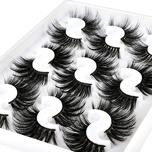 Yawamica False Eyelashes 25MM Long Fluffy Mink Lashes Faux 9 Pairs 3 Styles Dramatic 6D Volume Fake Eye Lashes Pack