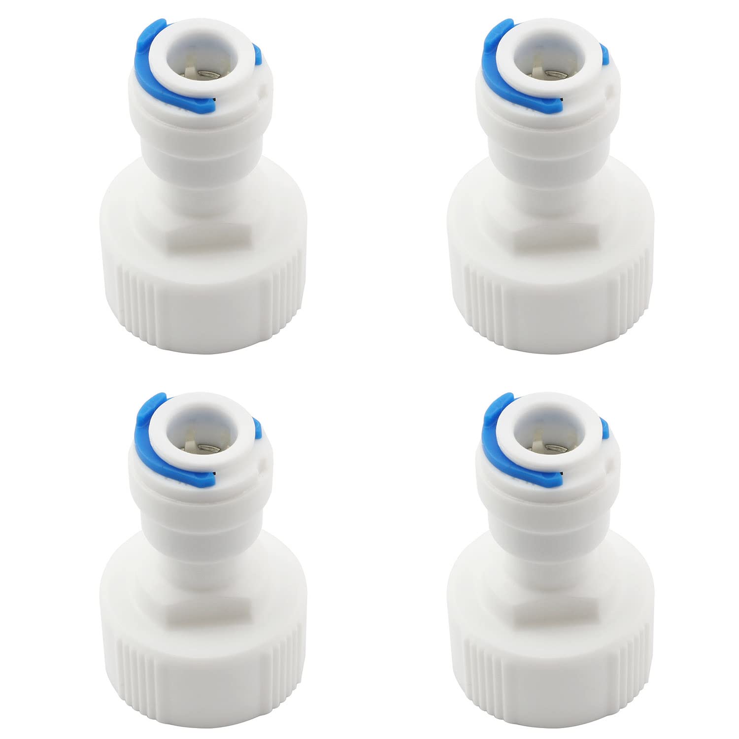 ZYAMY 4pcs Straight NPT Thread Adapter 3/4" FNPT to 3/8" Tube OD Push Fit Quick Connect Plastic RO Fittings Water Purifier Accessories