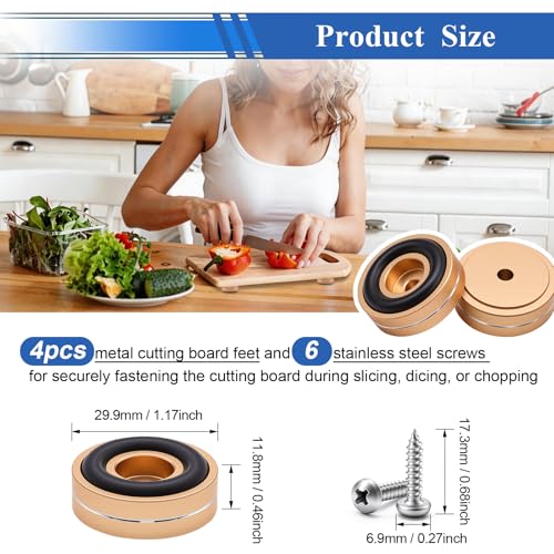 smseace 4Pack Metal Cutting Board Feet with Nonslip Pads 6Pcs Stainless Steel Screws 1.18 x 0.39 Inch Cutting Board Feet Legs for Kitchen by smseace - Image 2