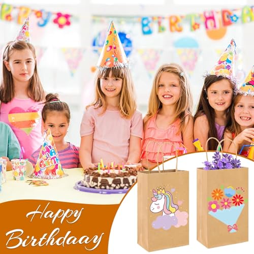 Image of XPCARE Brown Paper Bags with Handles, 32Pcs 5.25x3.25x8.25'' Kraft Bags