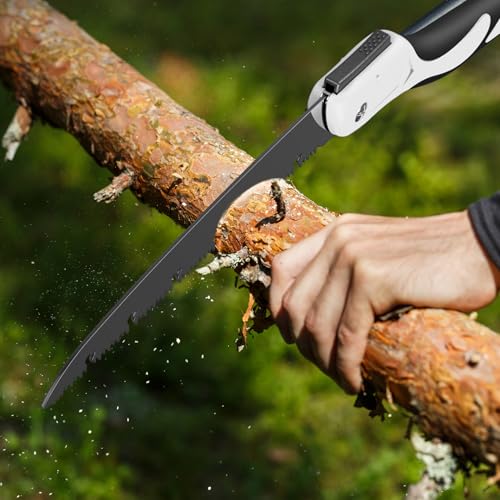 Astsäge 24 cm mit Stahlblatt SK5 zum Baumfällen, Gartenarbeiten, Camping, Holzschneiden, PVC, Sicherheitsverriegelung, rutschfester Griff, klappbar (Weiß) – Bild 5