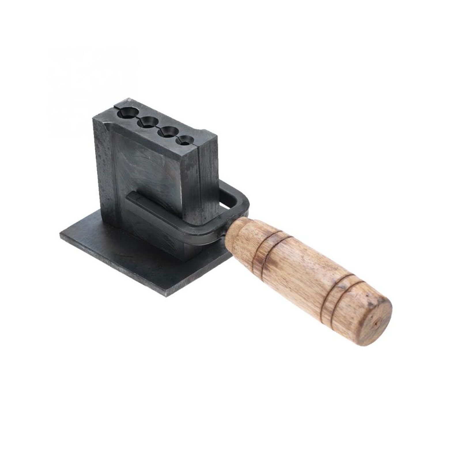 Molde de fundición de metal conductor de calor para fabricación de joyas de oro y plata, herramienta profesional de metal con agarre de madera, molde de joyería de alta resistencia