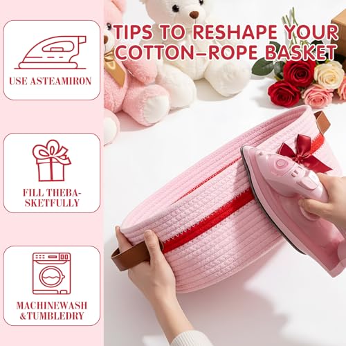 Image of Colingmill 2026 Graduation Large Woven Basket for Gifts Empty Set with Gift Bags and Ribbon Gift Baskets and Wrapping Set Storage 14 inchx 10 inchx 5.5 inch Decorative Box for Class of 2026 Graduation(Light Pink)