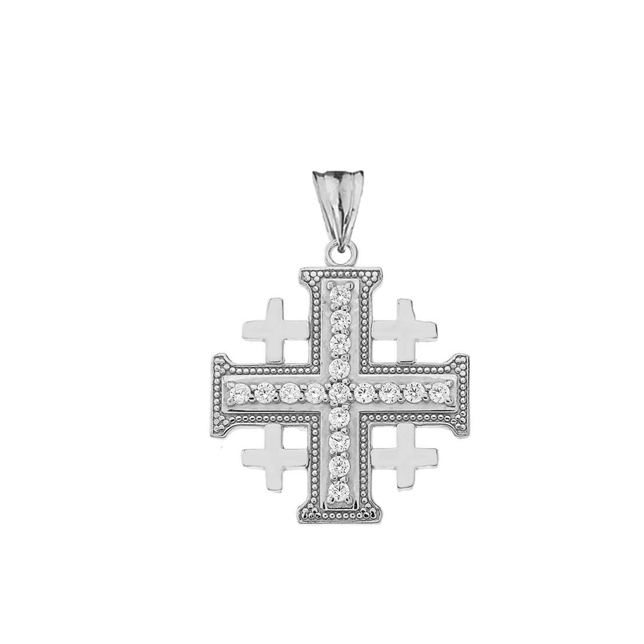 Fine Sterling Silver CZ Crusaders Cross Charm Pendant