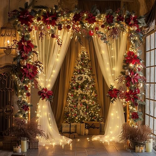 Cortinas Fomcet de tul con luces 20FT x 8FT 4 paneles miniatura 7