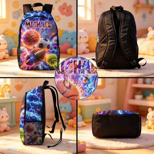Image of Custom Backpack for Boys Kids Toddler Backpacks Back to School Bookbag Set | Kid Personalized Backpack with Lunch Box Boy Kindergarten Elementary Preschool Daypack Birthday Gifts Sports Ball Soccer