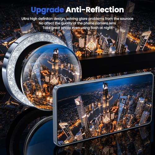 Image of WSKEN for Samsung Galaxy S26 Ultra Camera Lens Protector - Ultra Thin Case Friendly, 9H Shatterproof Tempered Glass with Anti Scratch Metal Circle Camera Screen Protector Cover Accessories, Glitter Blue