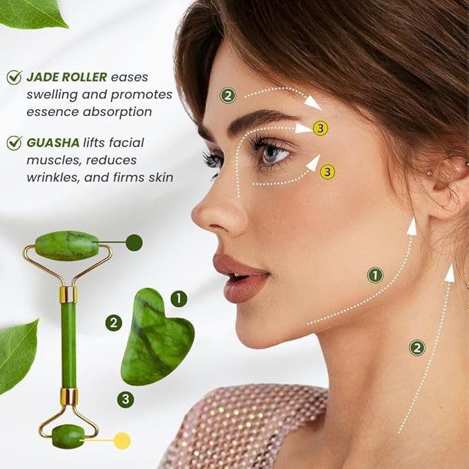 Er enterprise Gua Sha and Z Roller Set | Natural face cargo equipment for face and body. Anti-aging, skin tightening, puffiness, dark circle and facial lifting | Beauty tools for women and men Er enterprise Gua Sha and Z Roller Set | Natural face cargo equipment for face and body. Anti-aging, skin tightening, puffiness, dark circle and facial lifting | Beauty tools for women and men