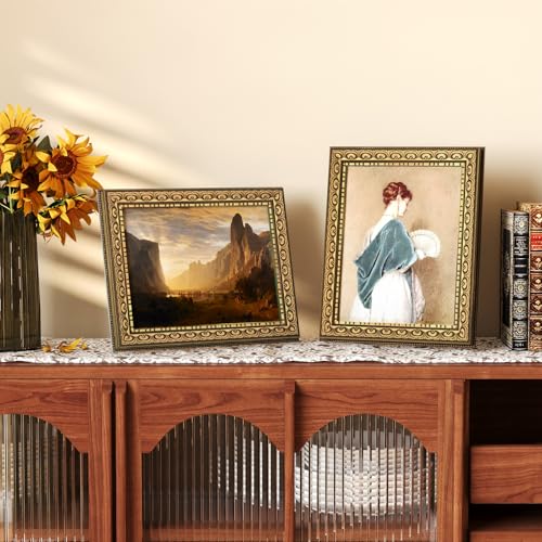 Image of 8x10 Vintage Picture Frames, Antique Frames,Gold Frames for Wall Decor, 4 Pack Ornate Picture Frames,Gold