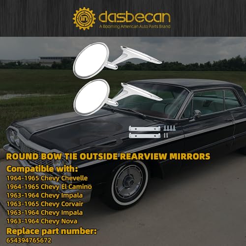 Dasbecan Round Bowtie Outside Rearview Mirrors Ribbed Base Side Door Mirror - Image 3